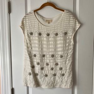 Moulinette Soeurs Anthropologie Sleeveless Top XS Pintucks & Rhinestones